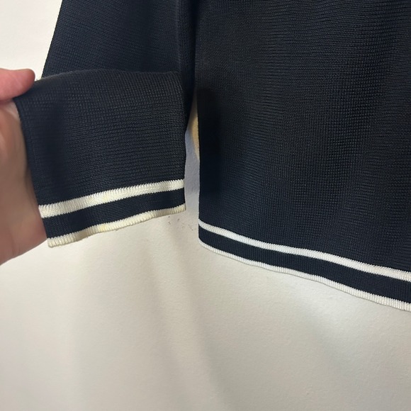 Talbots Vintage Preppy Black White Trim Cardigan Sweater M - Picture 4 of 5
